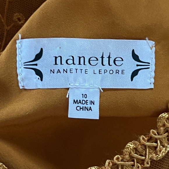 Nanette Lepore Goldenrod Shift Dress with Lace Overlay - Picture 4 of 6